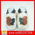 Make Your Own Fashion black and brown squirrel embroidered cow leather soft flat kids boot 2015 with baby shoes